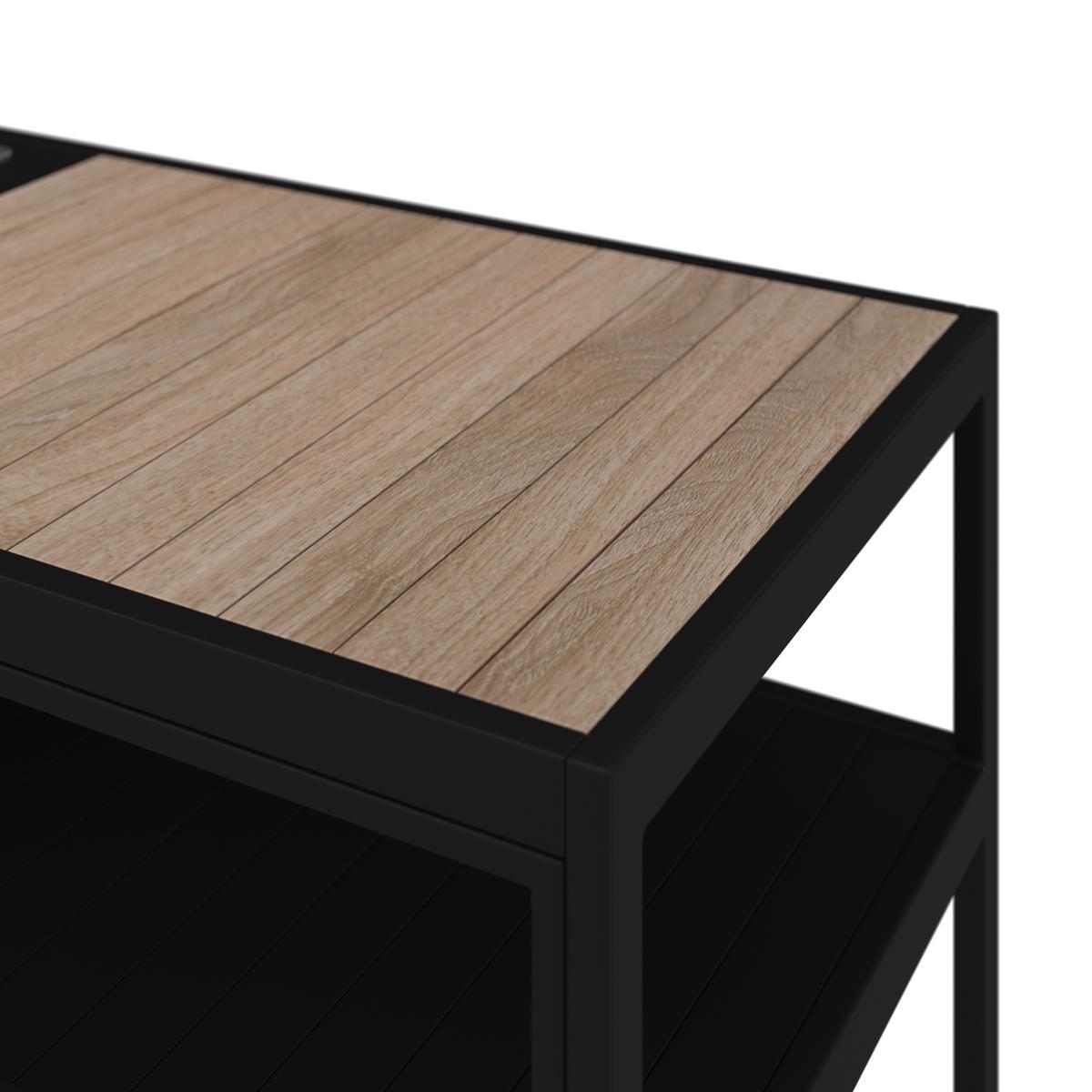 Outdoorküche Delia Schwarz /Naturfarben inkl. Abdeckung - Schwarz/Naturfarben, MODERN, Kunststoff/Metall (127/126/53,5cm) - Bessagi Garden