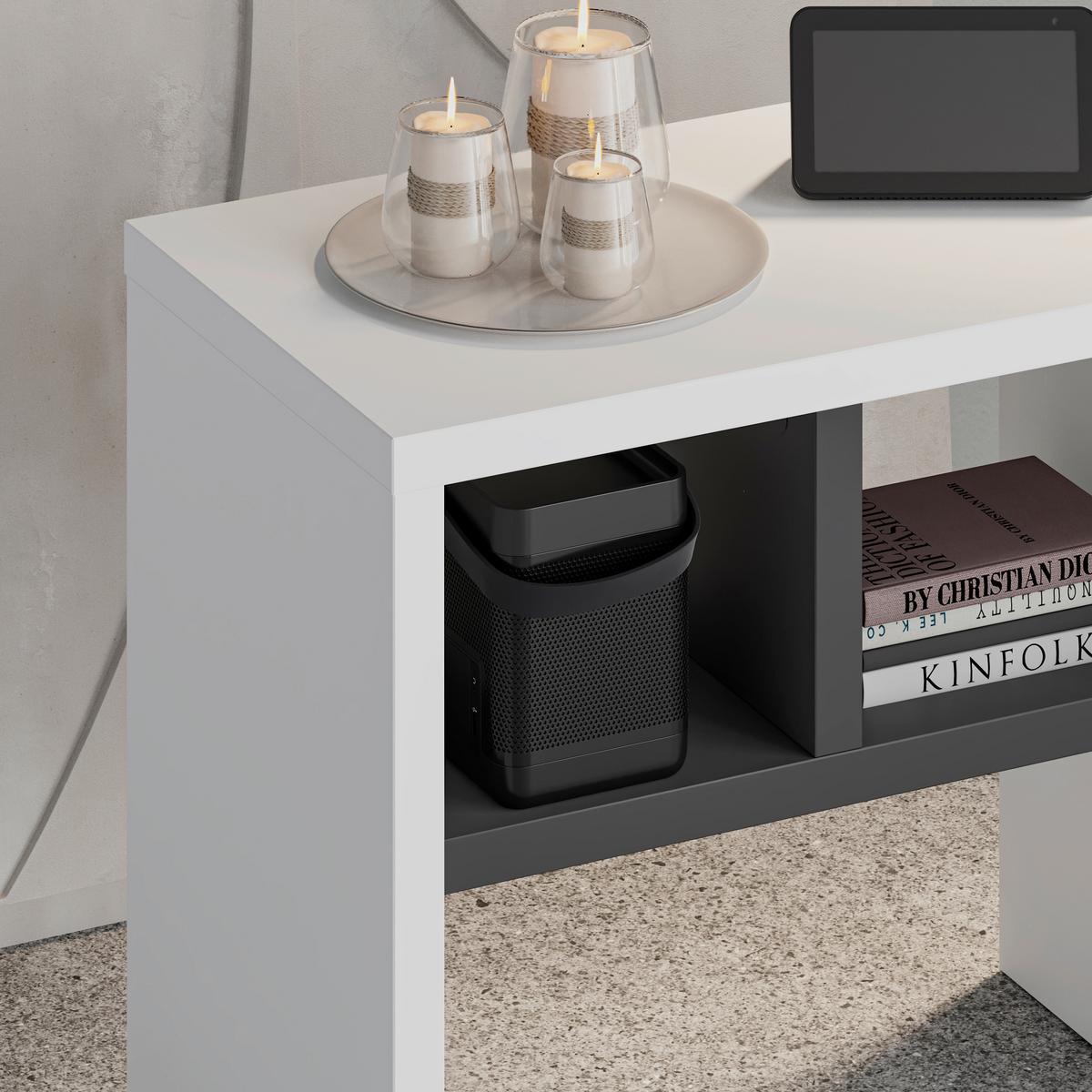 Beistelltisch Komoti ca. 50x45x30 cm Weiß/Anthrazit - Anthrazit/Weiß, Design, Holzwerkstoff (50/29,5/45cm) - Livetastic