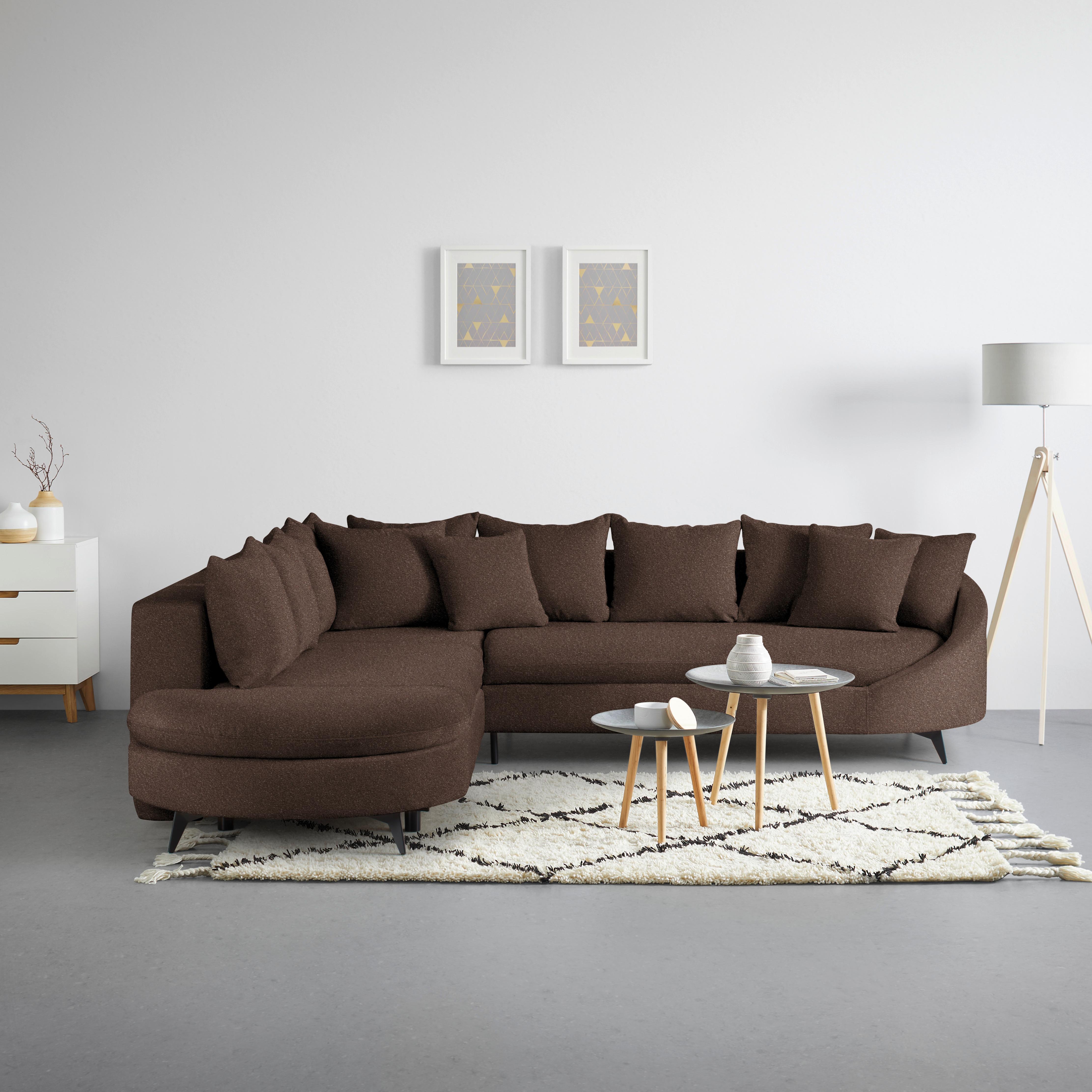 Ecksofa Axel Braun - Schwarz/Braun, MODERN, Textil/Metall (250/87/291cm) - Mömax