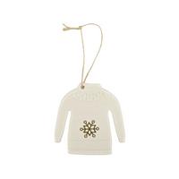 Dekohänger Kessie Weiß/Goldfarben - Goldfarben/Weiß, KONVENTIONELL, Keramik/Textil (7,5/7,5/0,5cm) - Mömax