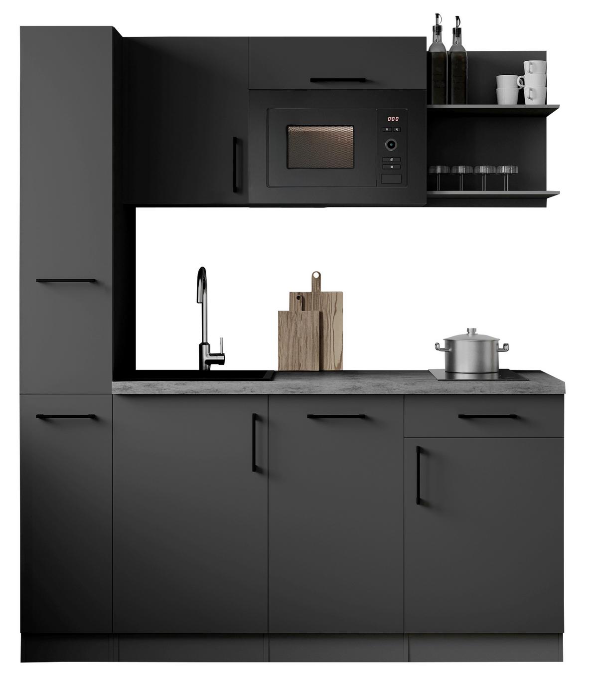 Küchenblock Oliver m. Geräten Grau - Grau, Trend, Holzwerkstoff/Metall (175cm) - Respekta