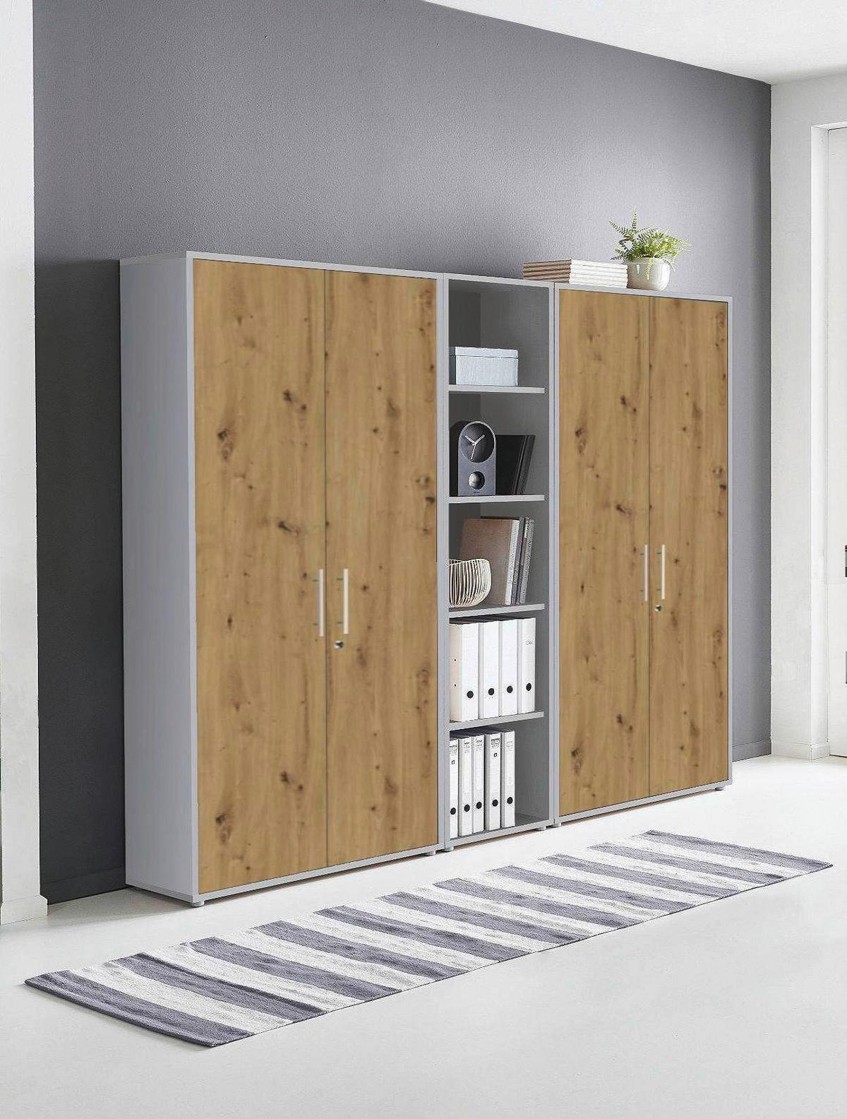 AKTENSCHRANK OFFICE EDITION - SW SET 10 - Hellgrau/Eiche Artisan, MODERN, Holzwerkstoff (212,9/185,6/33cm) - MID.YOU