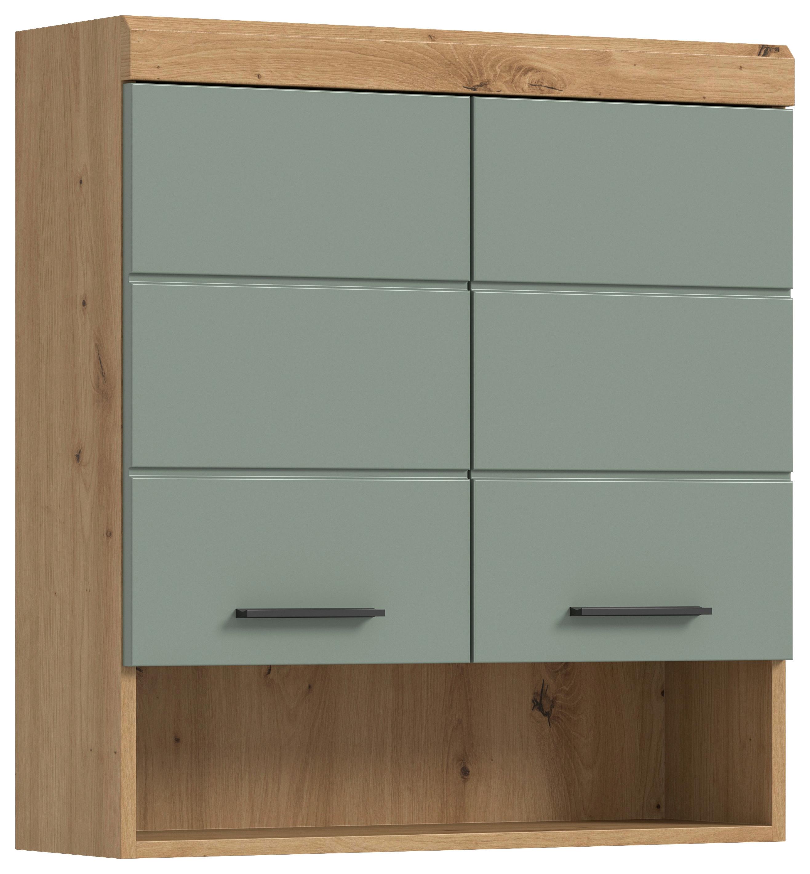 Hängeschrank Scout ca. 74x79x24 cm Salbeigrün - Salbeigrün/Schwarz, MODERN, Holzwerkstoff/Kunststoff (74/79/24cm) - MID.YOU