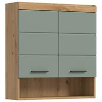 Hängeschrank Scout ca. 74x79x24 cm Salbeigrün - Salbeigrün/Schwarz, MODERN, Holzwerkstoff/Kunststoff (74/79/24cm) - MID.YOU