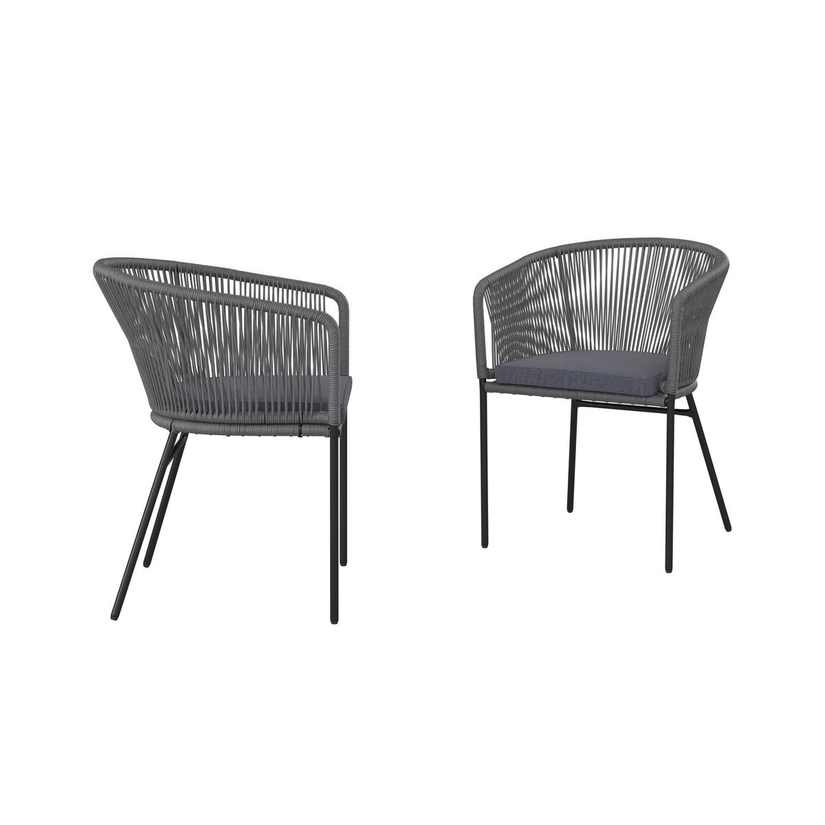 ZESTAW FOTELI OGRODOWYCH MALMEDY - czarny/szary, Modern, metal/tkanina (56/72/59cm) - Ambia Garden