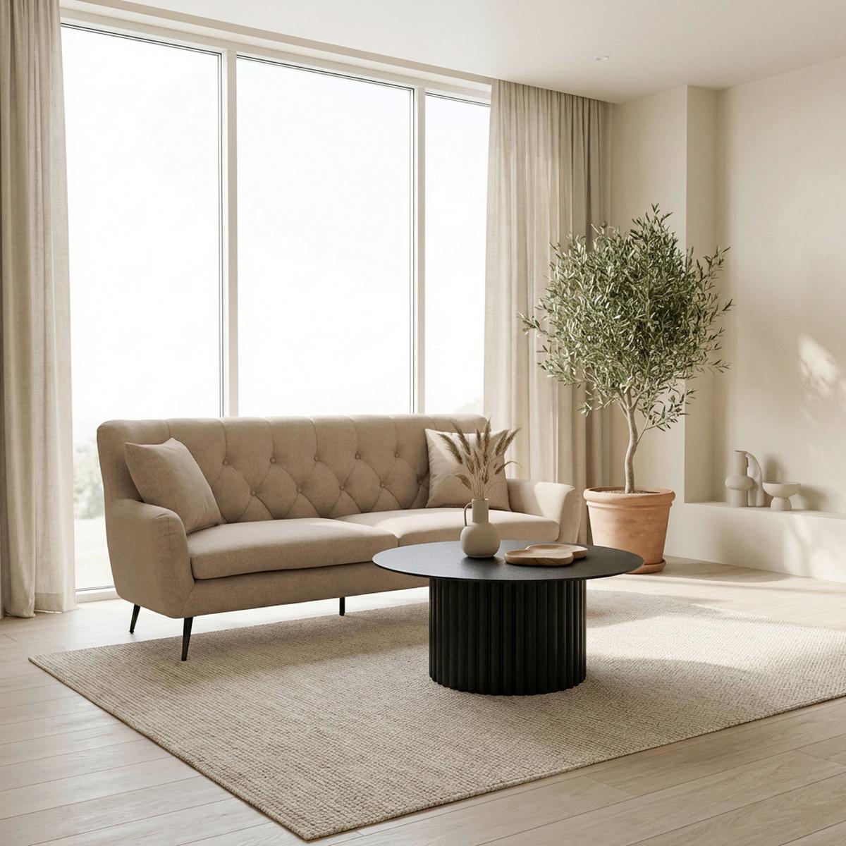 Sofa Liliana Braun Webstoff - Schwarz/Braun, MODERN, Holz/Textil (227/95/93cm) - Bessagi Home