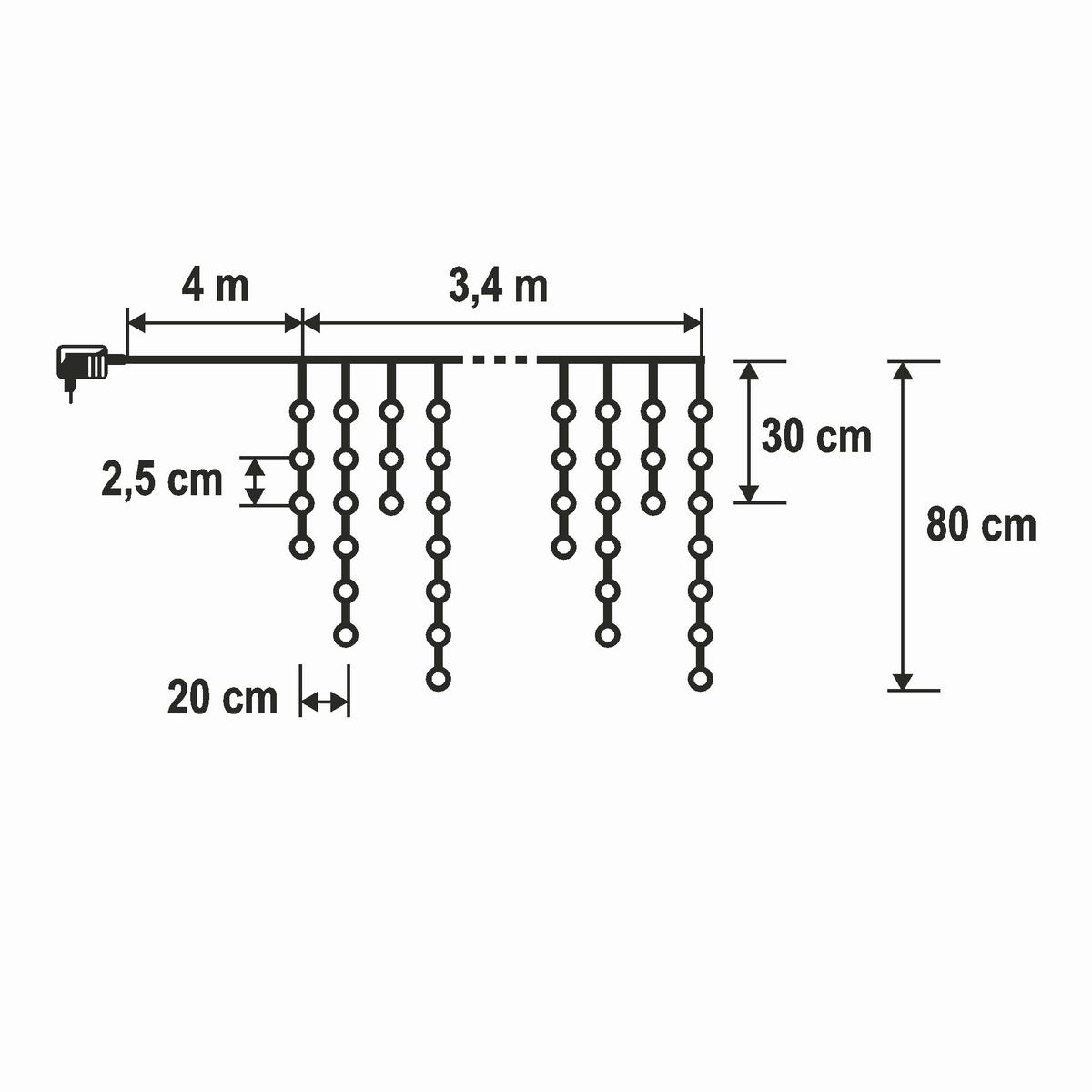 LED-es Cluster Fényfüggöny Home Lff576 - fehér, műanyag (340/80cm)