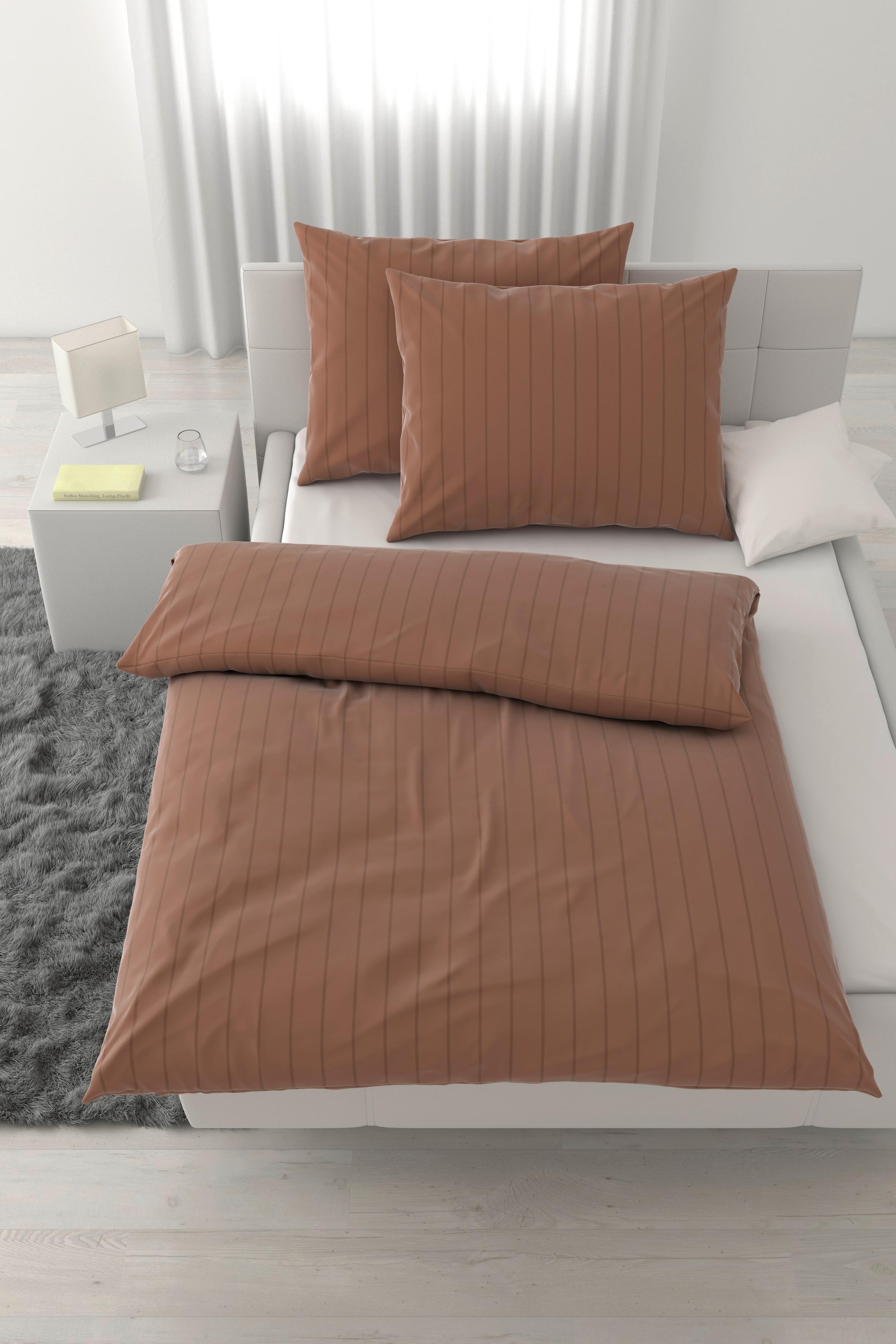 Posteljnina Dobby Streif Xxl - mocha rjava, tekstil (200/200cm) - Mömax