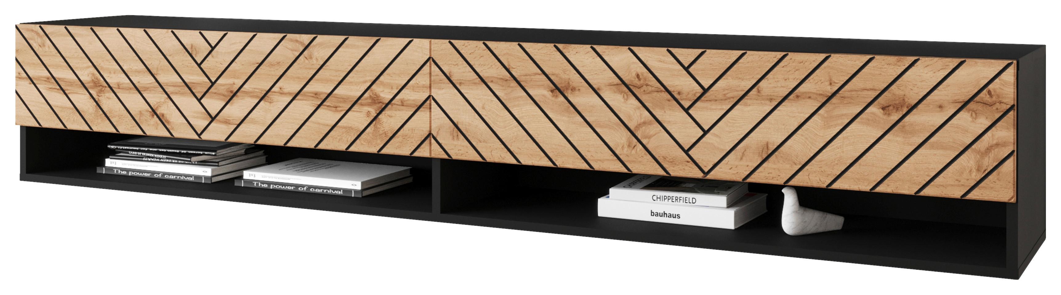 Nizka Omarica Amadeo A180 Inkl. Beleuchtung - hrast wotan/črna, Basics, umetna masa/leseni material (180/30/31cm) - P & B