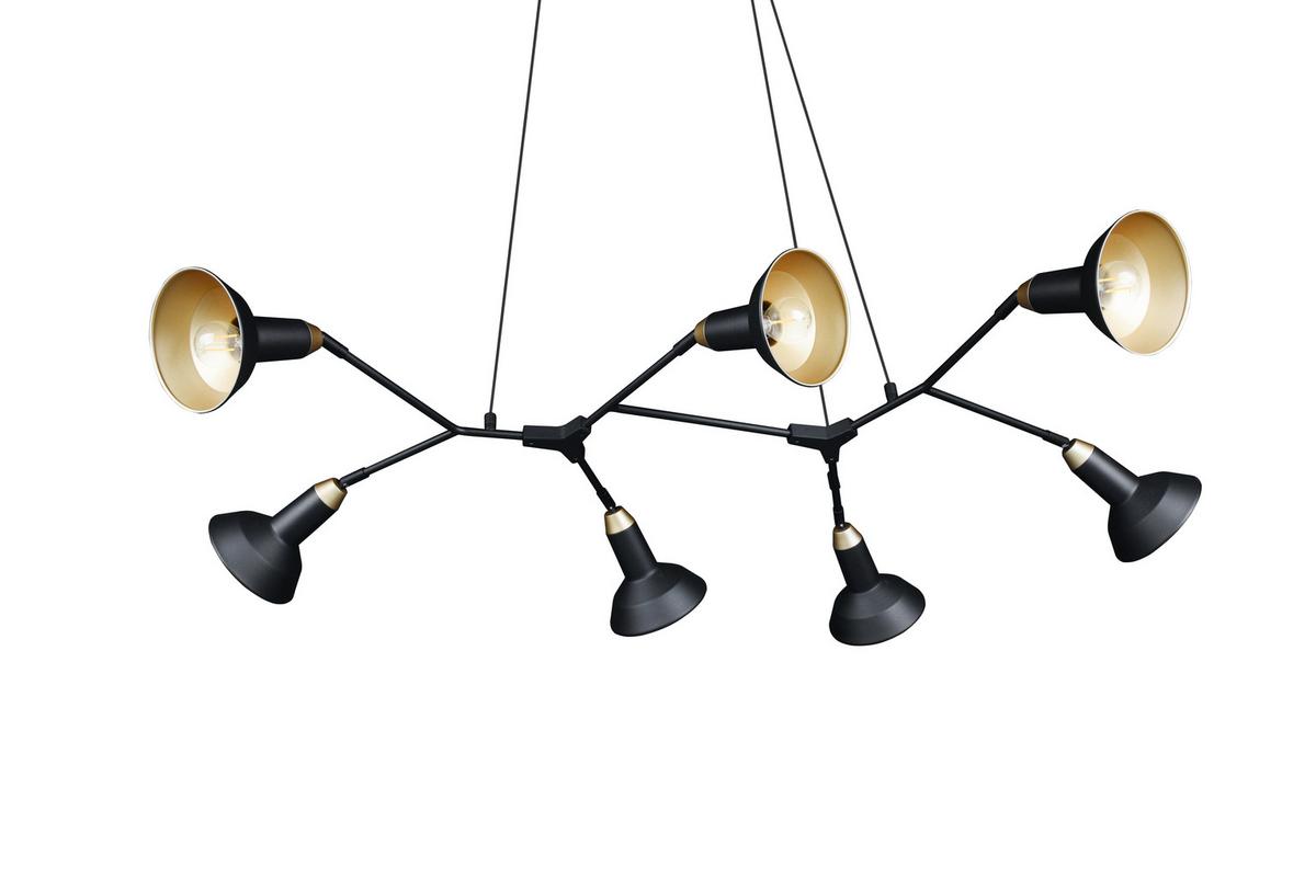 Hängeleuchte Roxie in Schwarz/Gold max. 10 Watt - Goldfarben/Schwarz, MODERN, Metall (113/69,5/150cm) - Trio Leuchten