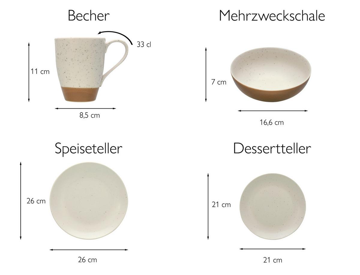 Kombiservice Sand Dunes aus Keramik, 16-teilig - Terracotta/Weiß, Trend, Keramik (34/32/33cm) - Creatable