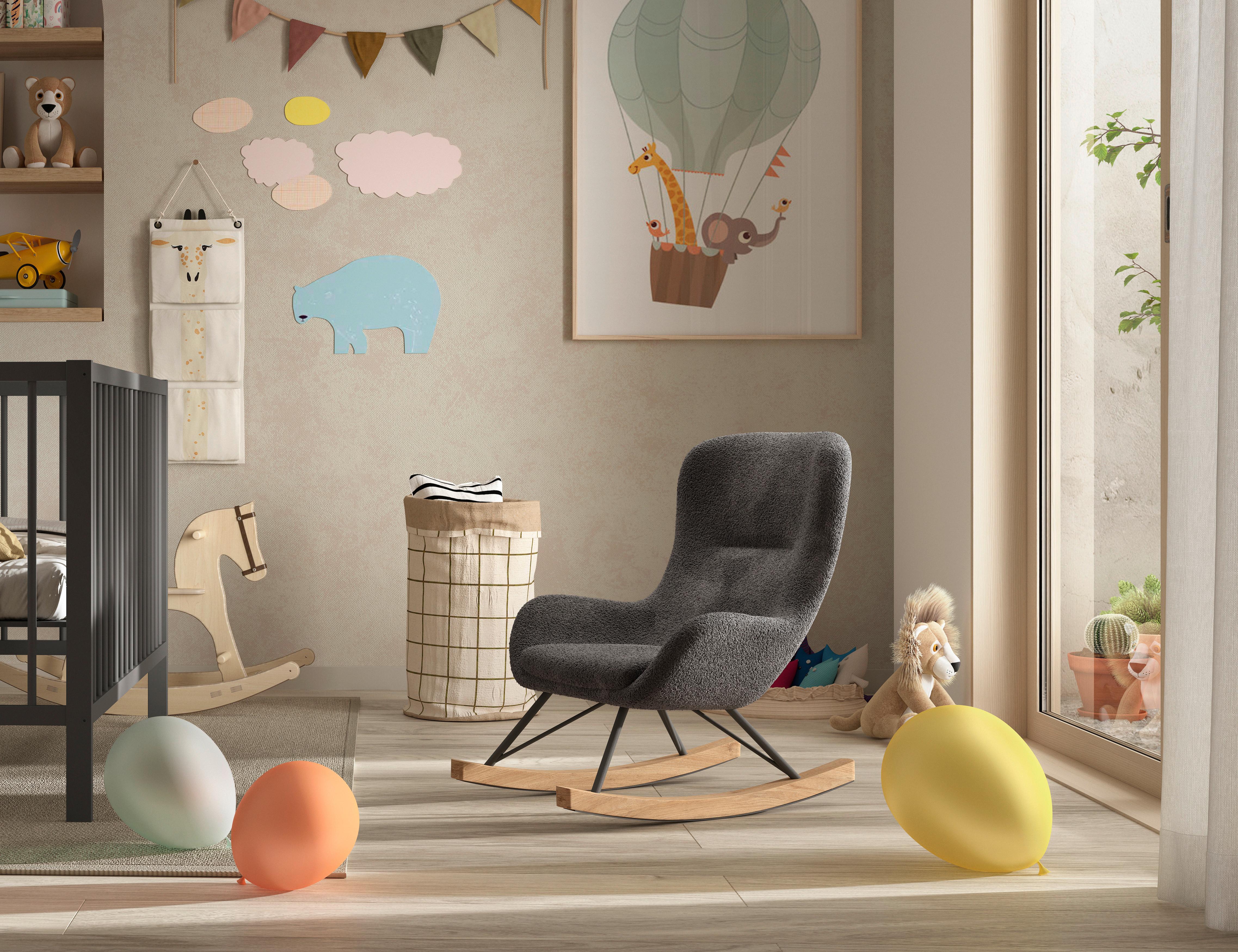 Kindersessel Boucle ca. 55x69x65 cm Anthrazit - Anthrazit, MODERN, Textil (55/69/65cm) - MID.YOU