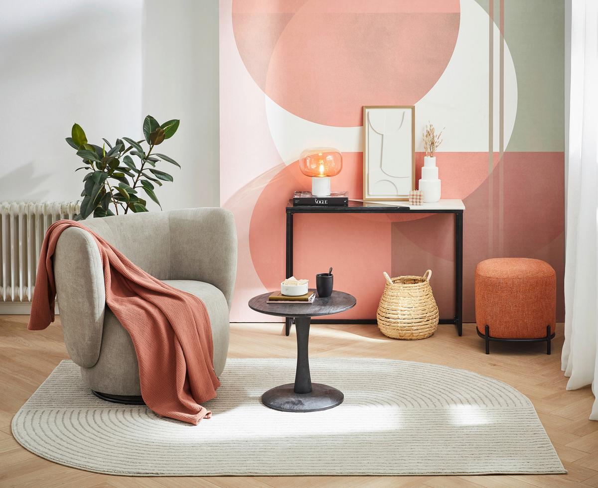 Cocktailsessel Boli Sandfarben - Sandfarben/Schwarz, Design, Textil/Metall (92/80/84cm) - Livetastic