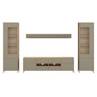 Wohnwand Stranda Eukalyptusholzfarben - Eukalyptusholzfarben/Eichefarben, Design, Holzwerkstoff (339/195/39cm) - MID.YOU