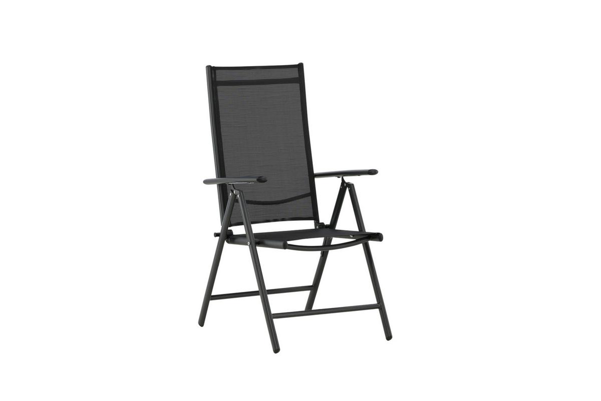 Gartenstuhl 2er-Set Break ca. 55x108 cm Schwarz - Schwarz, KONVENTIONELL, Kunststoff/Textil (55/108/62cm) - Gardenson