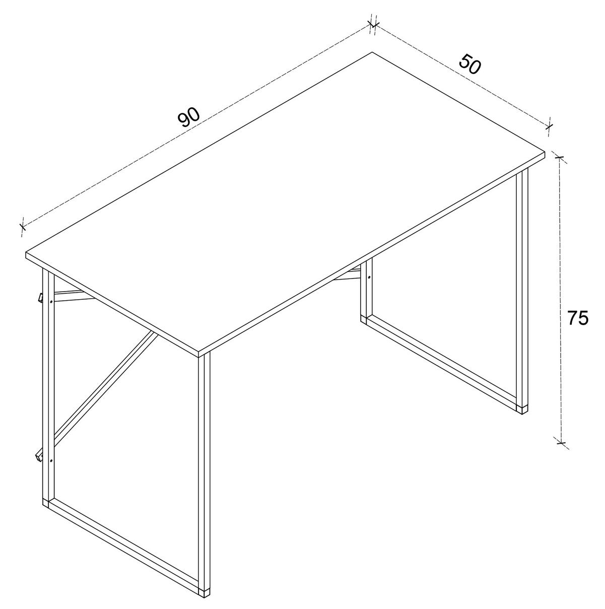 SCHREIBTISCH INSASI - Honigeiche/Schwarz, Design, Holzwerkstoff/Metall (90/75/50cm) - MID.YOU