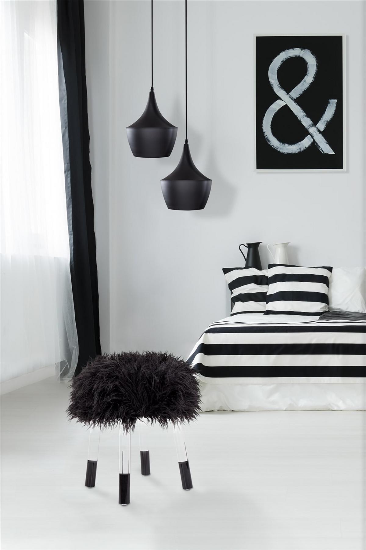 Hocker Laika 100 - Transparent/Schwarz, Design, Kunststoff/Textil (41/46/41cm) - Kayoom