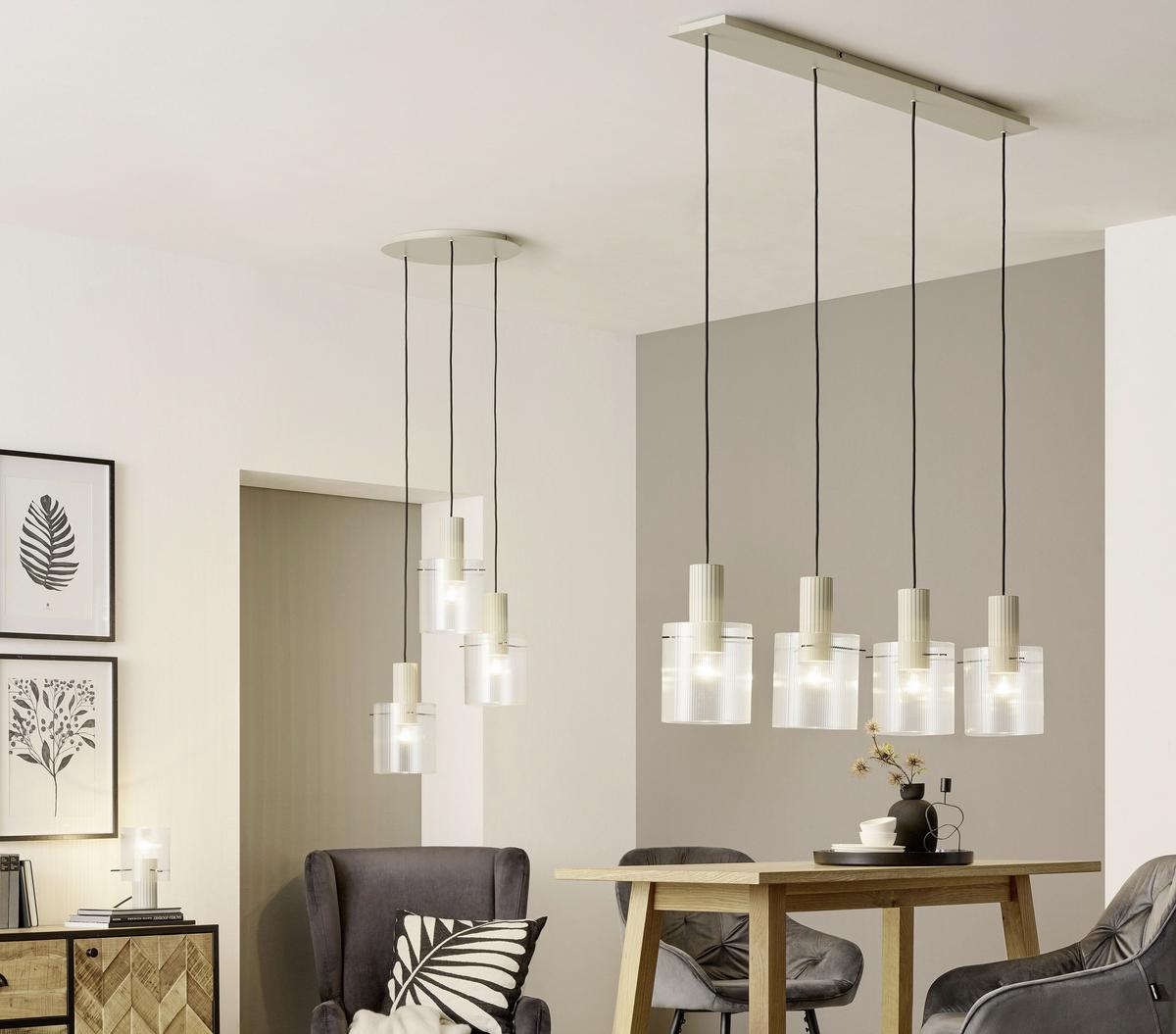 LAMPA WISZĄCA 70138A09 GÖTEBORG - beżowy/przezroczysty, Konventionell, metal/szkło (123/18/150cm) - Dieter Knoll