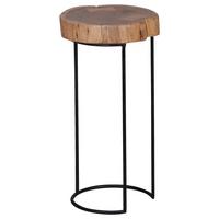 Beistelltisch  "Akola" , ca. 28x28 cm, aus Akazie - Schwarz/Akaziefarben, Design, Holz/Metall (28/28/55cm) - MID.YOU