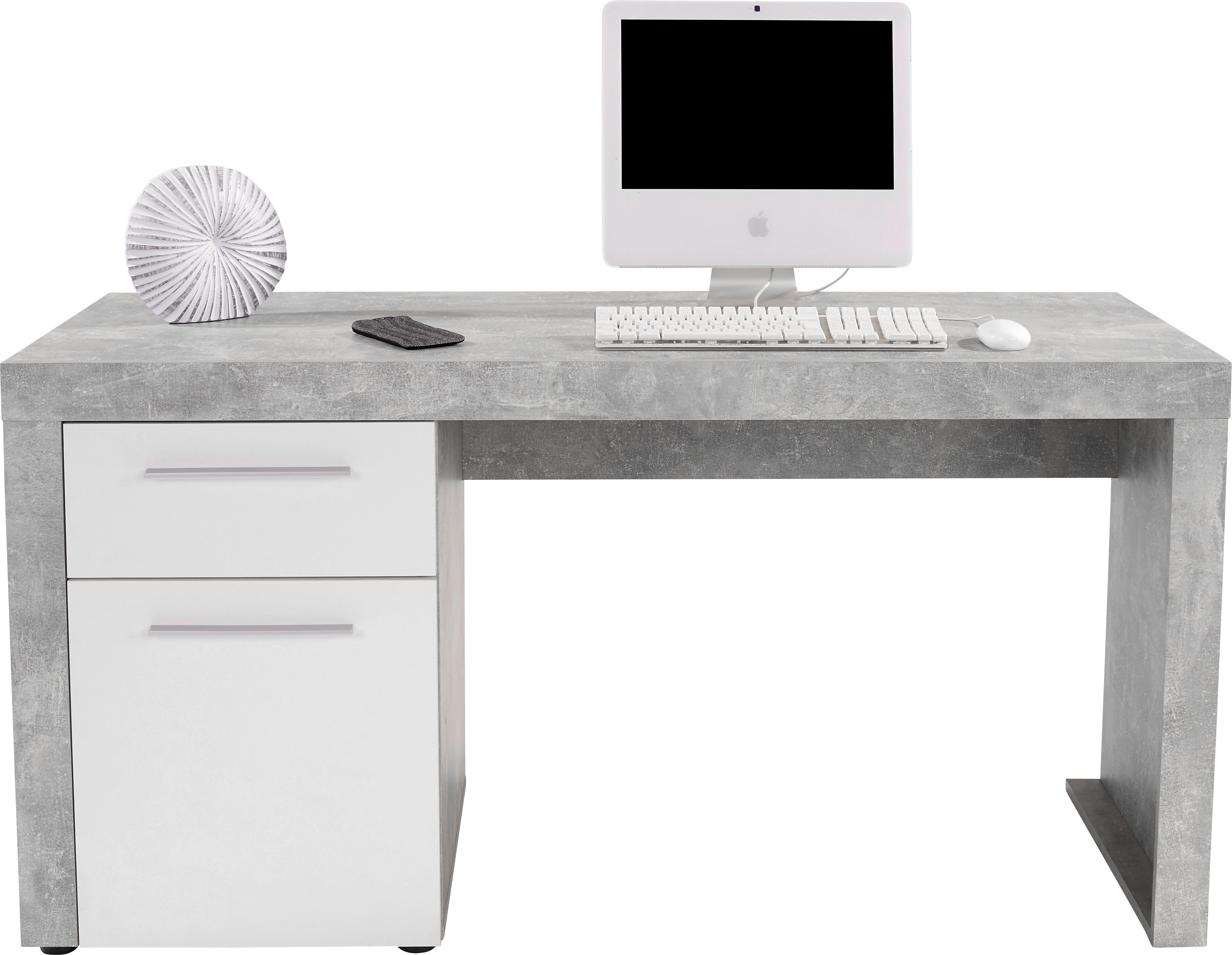 Masă de birou Focus - alb/gri, Modern, lemn (148,9/75,5/60cm) - Modern Living
