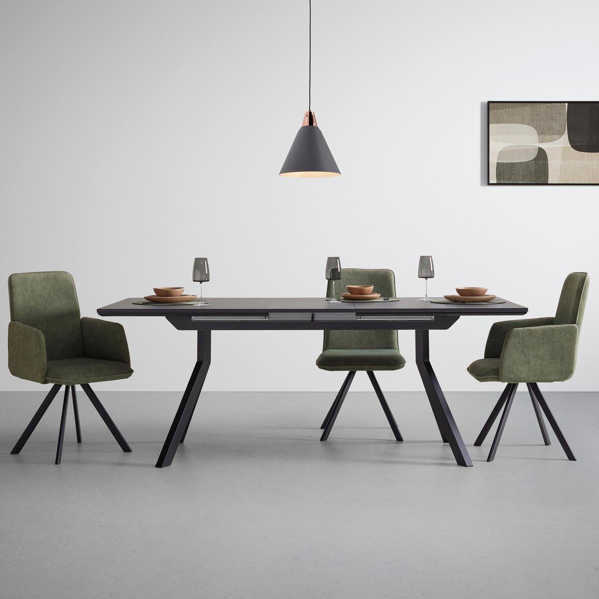 Armlehnstuhl Mendosa 100A in Grün - Schwarz/Grün, Basics, Metall (52/92/60cm) - Premium Living