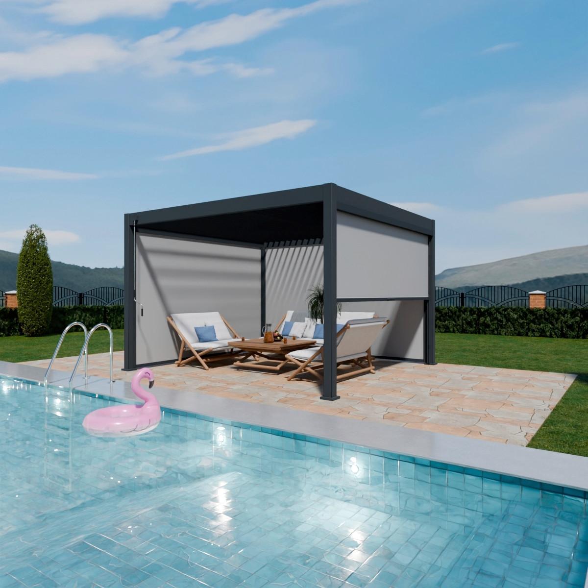 Rolo Za Pergolo Rollo, Antracit, 340cm - barve grafita, Basics, kovina/tekstil (339,9/236,5/9cm) - Gardenson