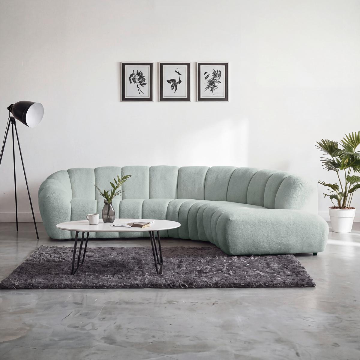 Megasofa Deseo Mintgrün - Schwarz/Mintgrün, MODERN, Kunststoff/Textil (310/250cm) - Mömax