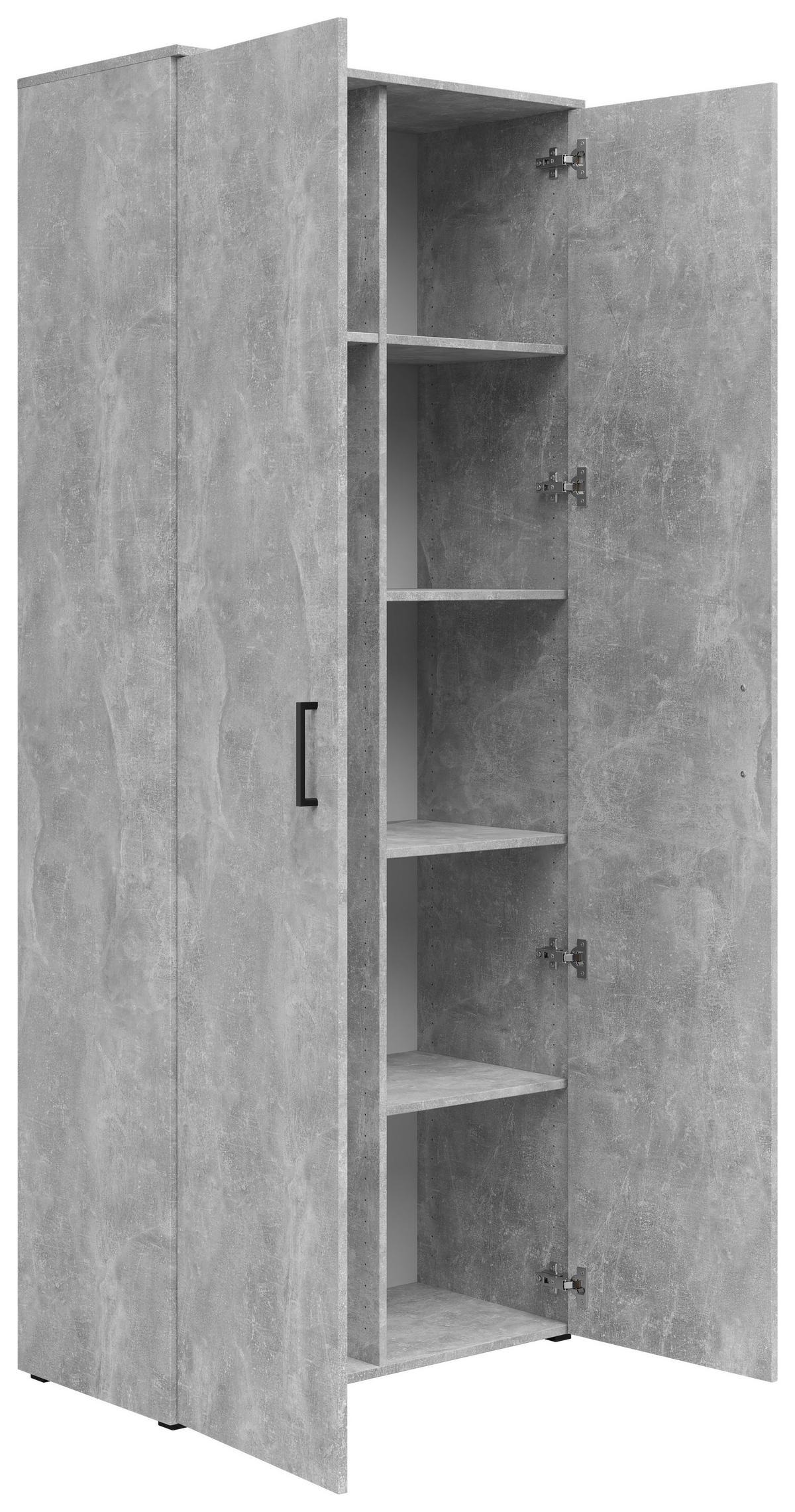 Schrank Multistauraum Betonoptik - Schwarz/Grau, MODERN, Holzwerkstoff/Kunststoff (80/195/40cm) - Mömax