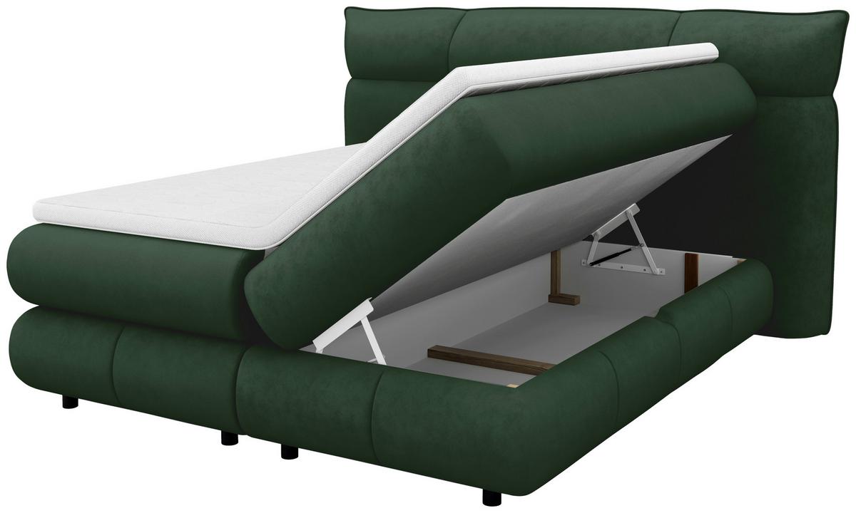 Boxspring Krevet Caramelo - tamno zelena/crna, Trend, tekstil/plastika (140/200cm) - Premium Living
