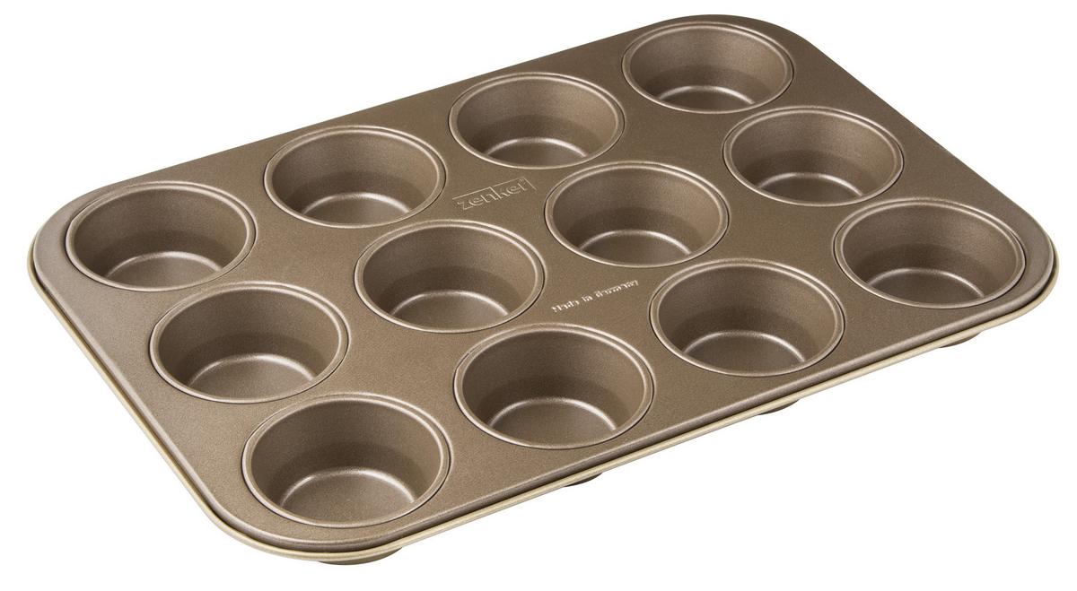 Muffinform Zenker in Goldfarben, 12er-Form - Goldfarben, Metall (38,5/26,5/3cm)