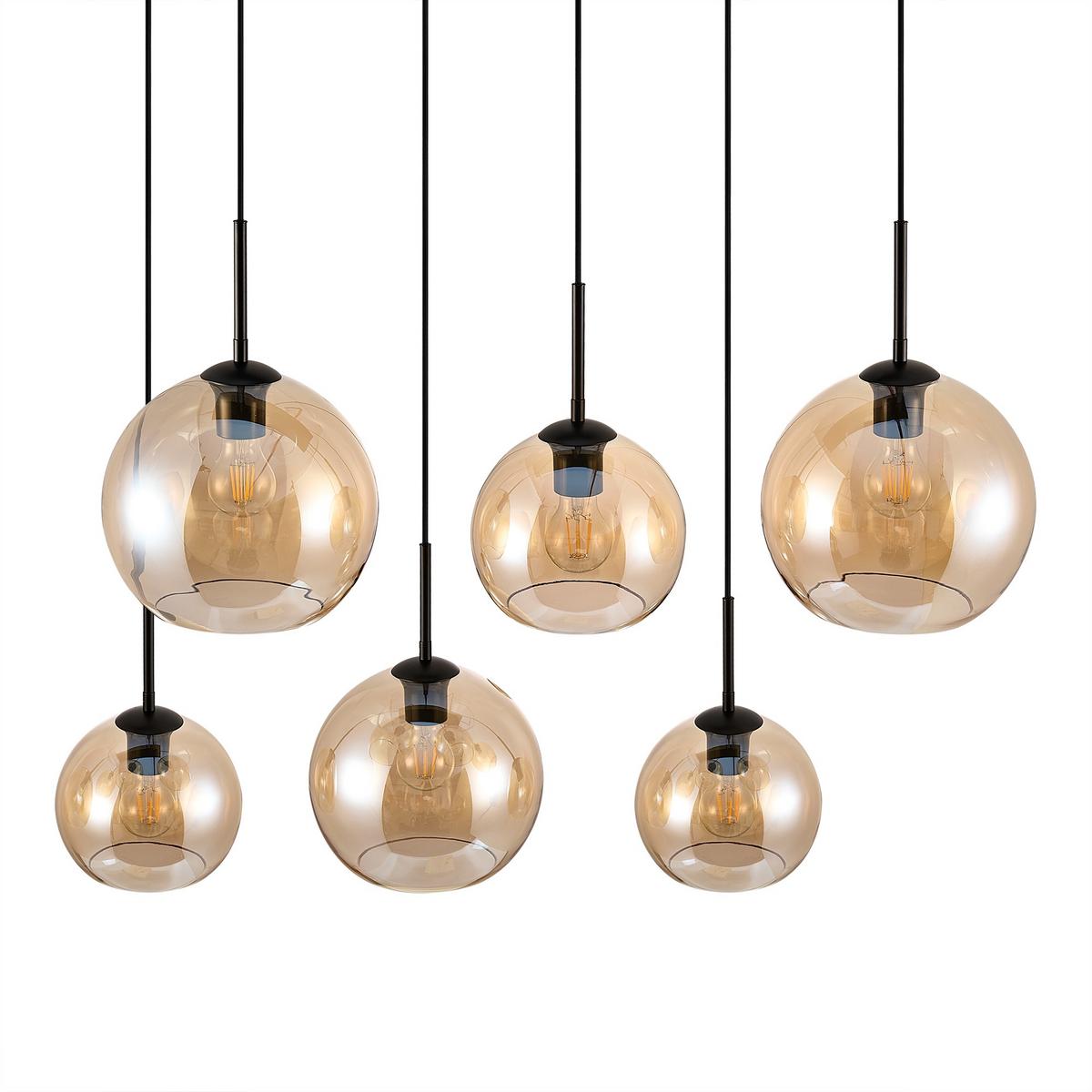 LAMPA WISZĄCA AMELIE *SBN* - kolor bursztynowy, Basics, metal/szkło (97,5/42,5/150cm) - Novel