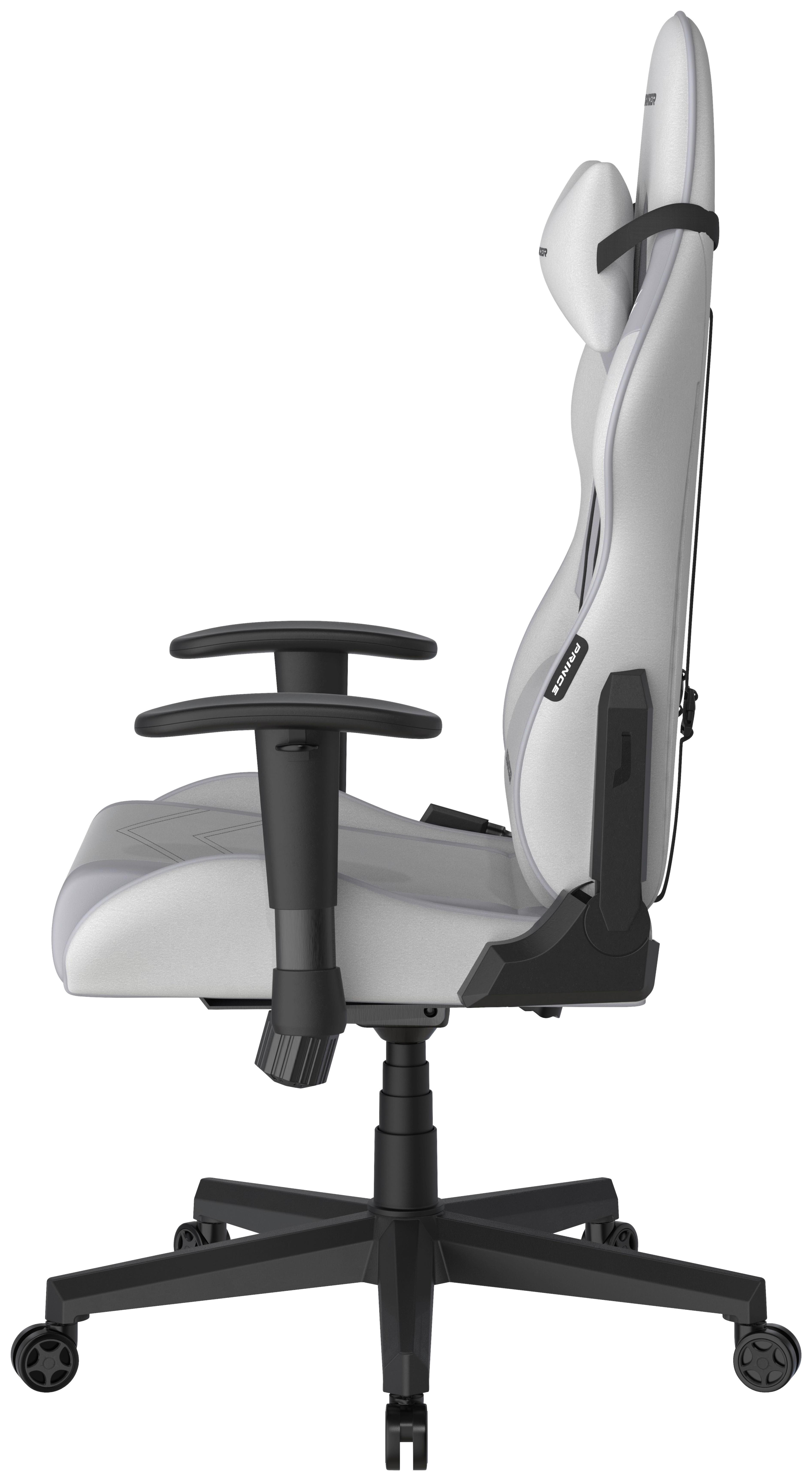 GAMINGSTOL PRINCE - vit/grå, Modern, textil/plast (67/126/67cm) - Dxracer