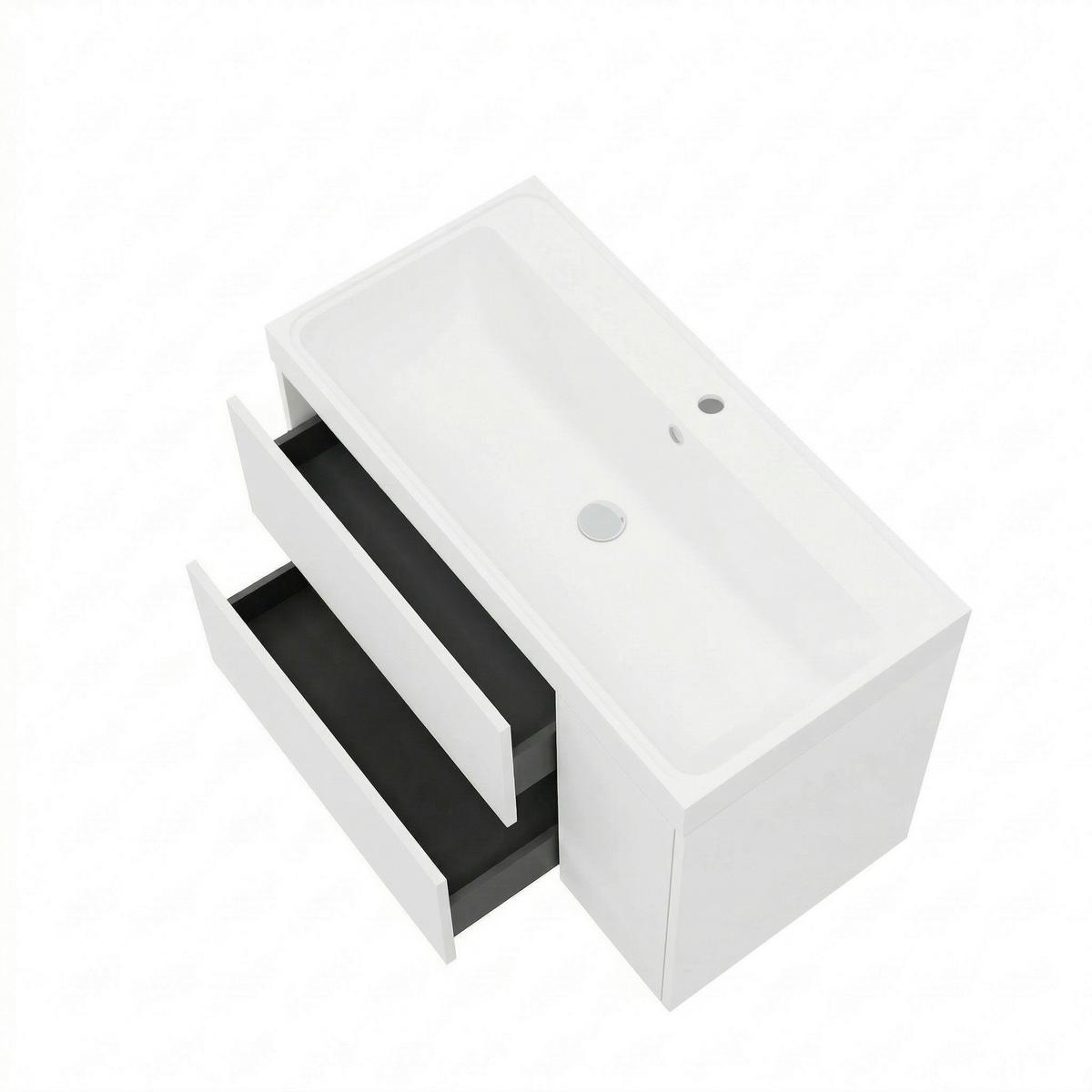 Element S Umivaonikom Portofino - bijela visoki sjaj/antracit, Moderno, drvni materijal/prirodni materijali (80/51/40cm)