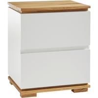 SZAFKA NOCNA TUNIS - kolor dębowy/biały, Basics, materiał drewnopochodny/drewno (48/59/40cm)