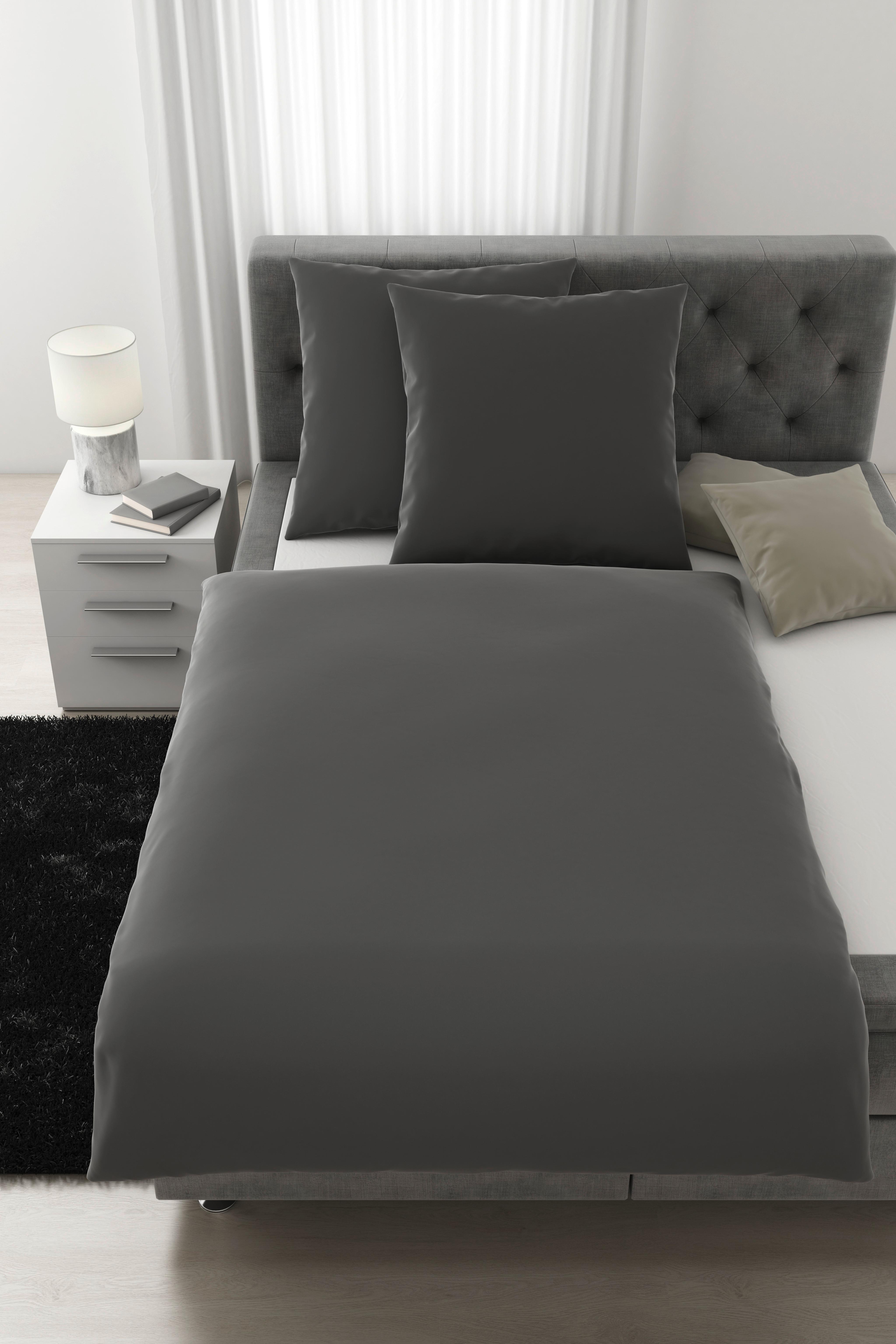 Bettwäsche Alex Uni XXL ca. 200x220cm - Schieferfarben, MODERN, Textil (200/220cm) - Premium Living