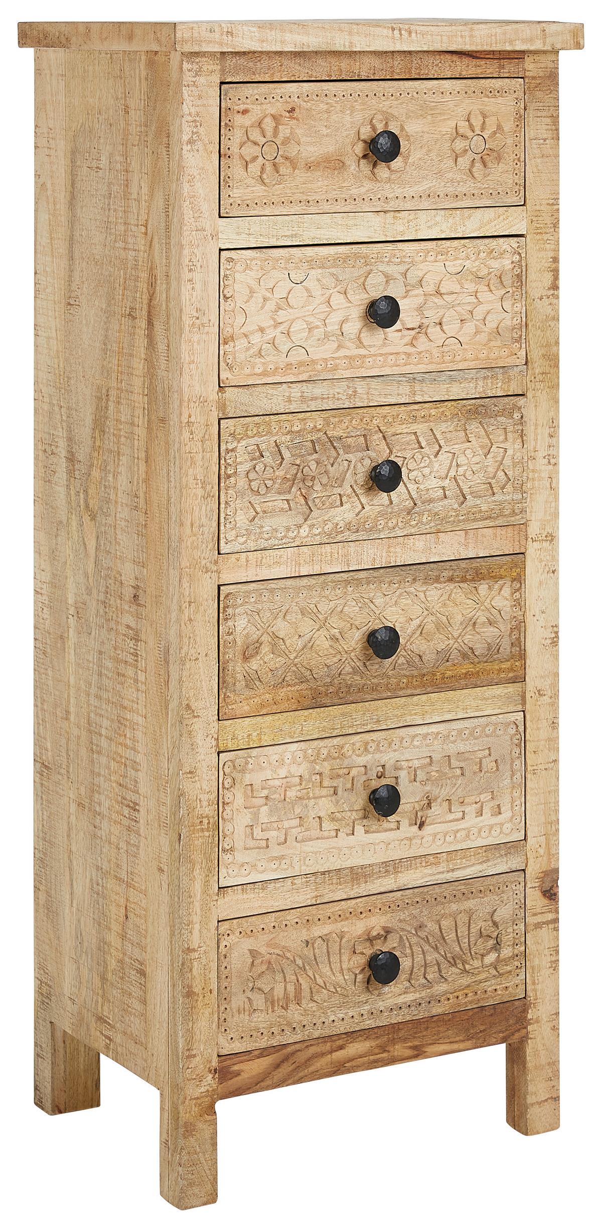 Kommode Carl in Naturfarben - Schwarz/Naturfarben, ROMANTIK / LANDHAUS, Holz/Metall (47/110/35cm) - Zandiara