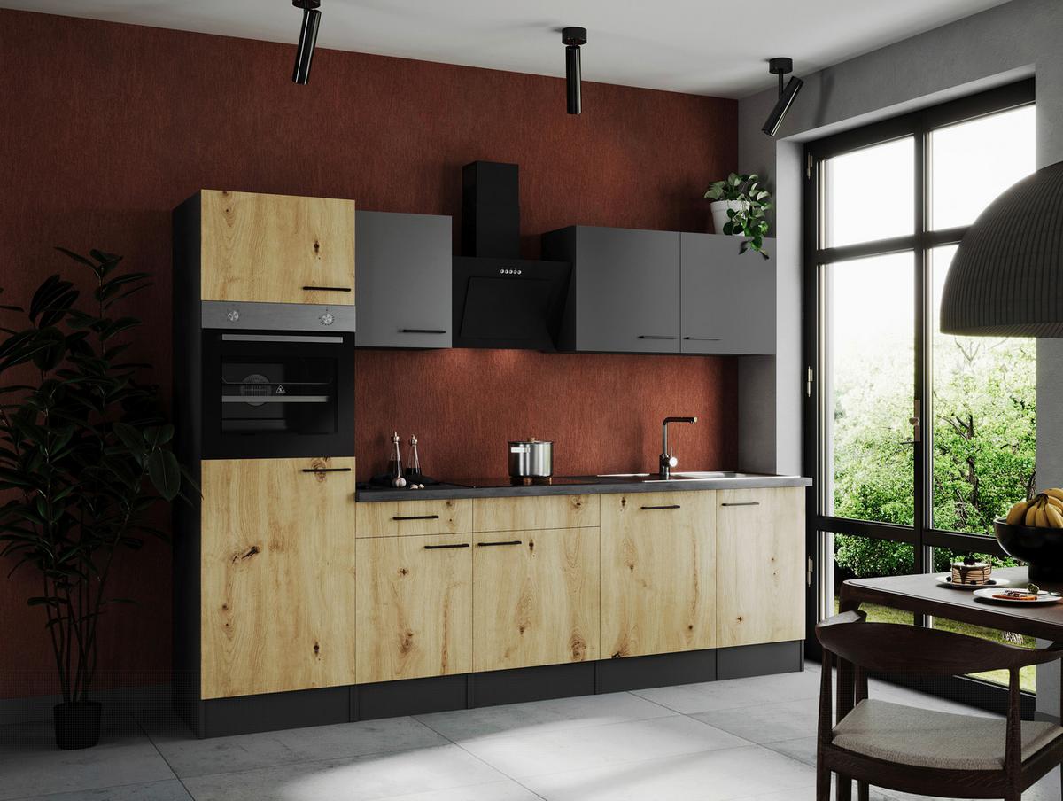 Kuhinjski Blok Z Aparati Oliver, 280cm - siva/črna, Design, kovina/leseni material (280cm) - Respekta