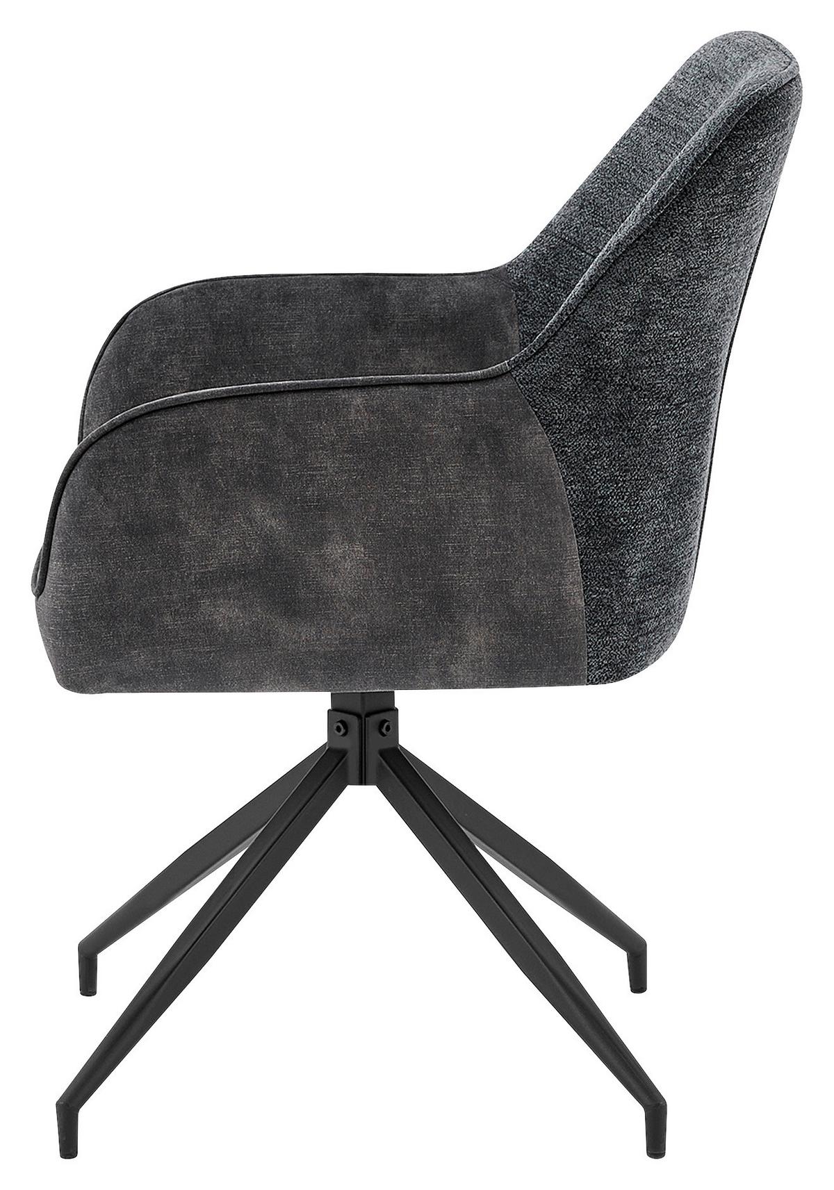 Stuhlset JACKY Anthrazit, Samt - Anthrazit/Schwarz, MODERN, Textil/Metall (62/87/56cm) - MID.YOU