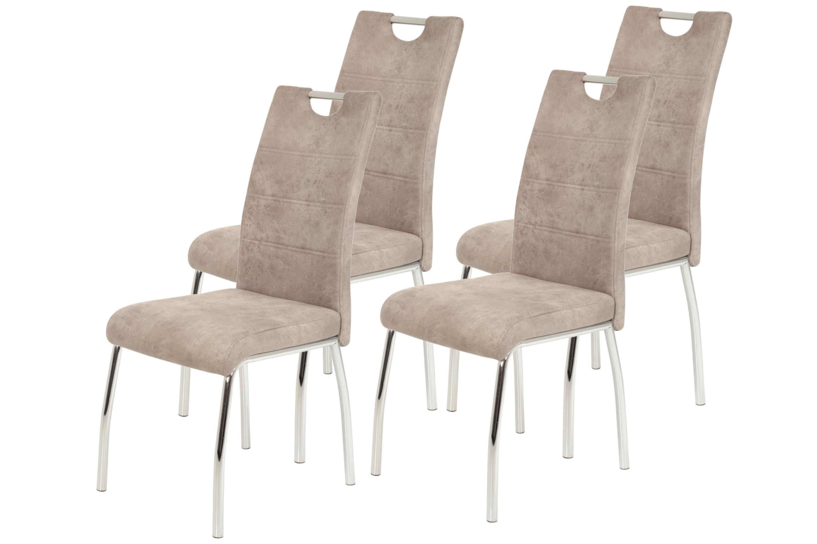 STUHL-SET SUSI II S 4ER-SET - Chromfarben/Beige, MODERN, Textil/Metall (44/98/61cm) - P & B