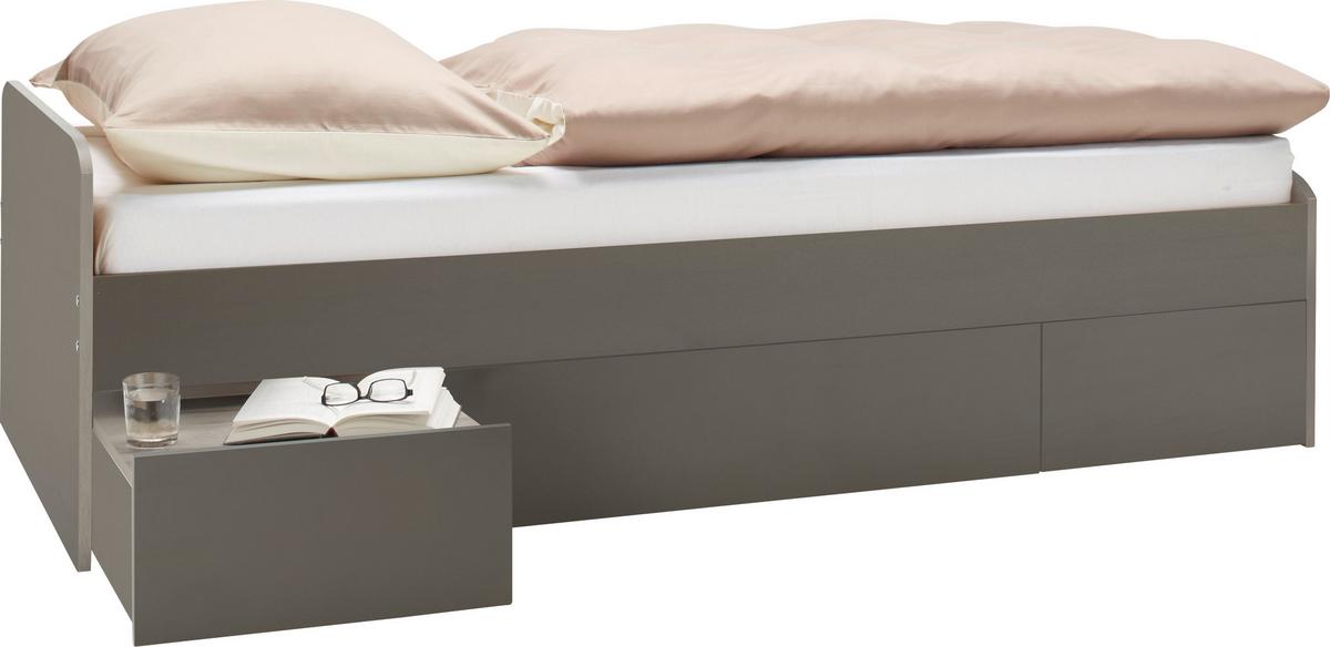 Bett in Anthrazit ca. 90x200cm - Anthrazit, KONVENTIONELL, Holzwerkstoff (94/60/204cm) - Based