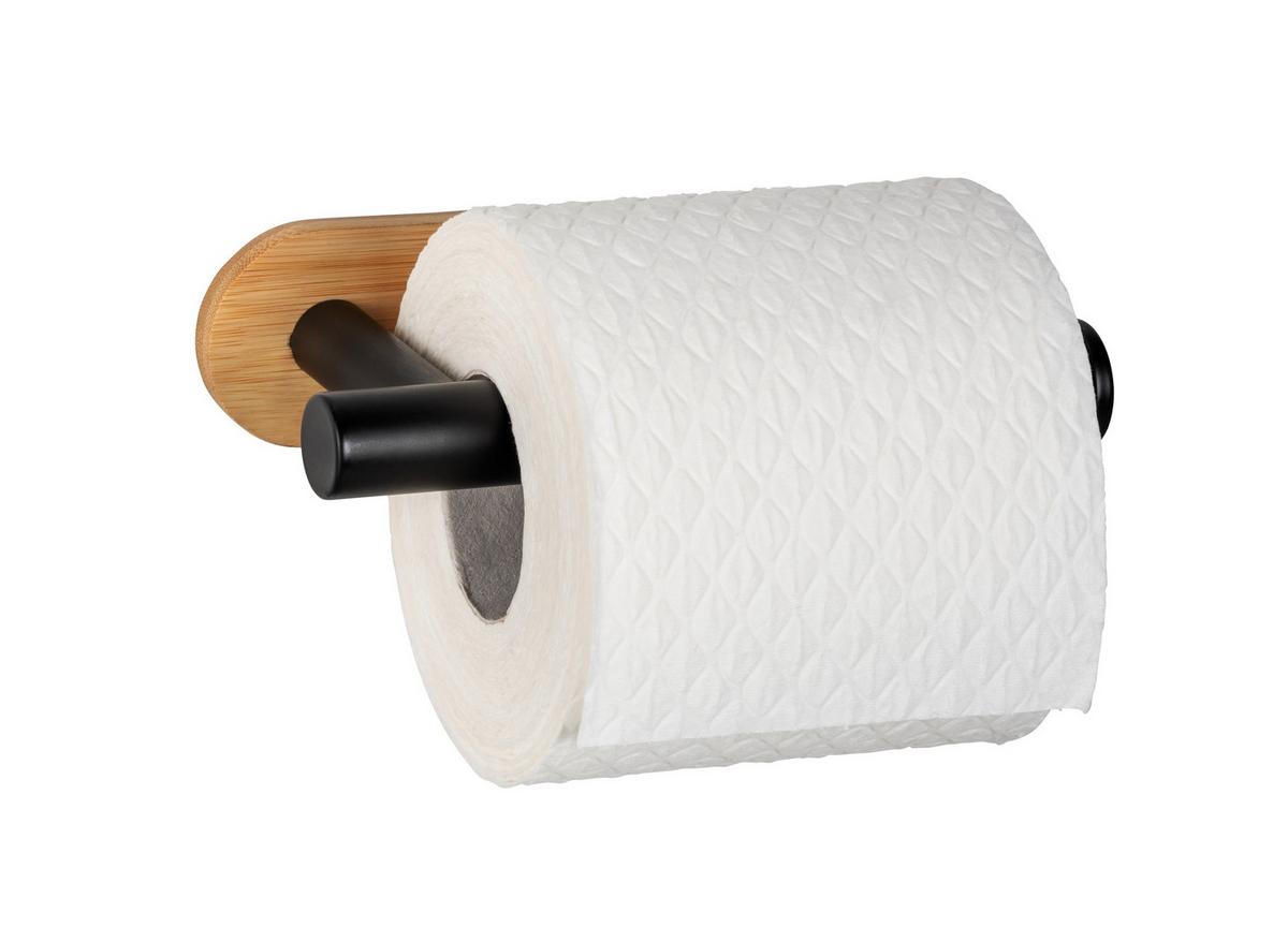 Suport hârtie igienică Orea Bamboo - culoare natur/negru, Modern, lemn/metal (16/4,5/8cm) - Wenko