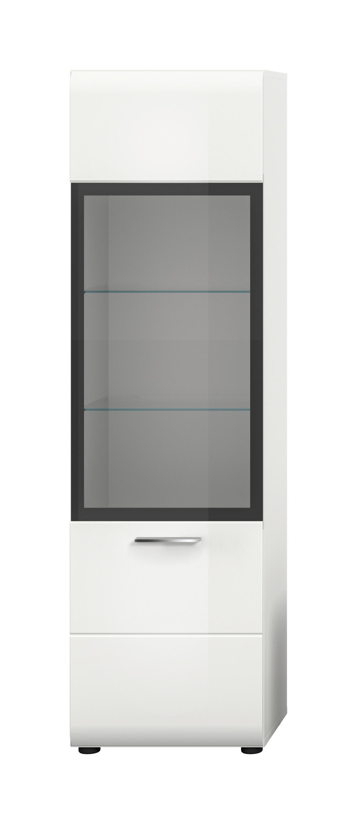 Vitrina Ice, Bela Visok Sijaj - srebrne barve/črna, Design, umetna masa/steklo (45/160/34cm) - Livetastic