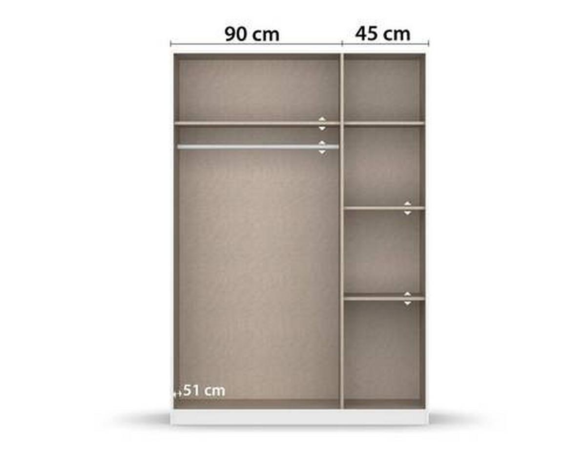 Ormar S Klasičnim Vratima Berlin - hrast Artisan/bijela visoki sjaj, Moderno, drvni materijal/plastika (136/210/54cm) - Modern Living