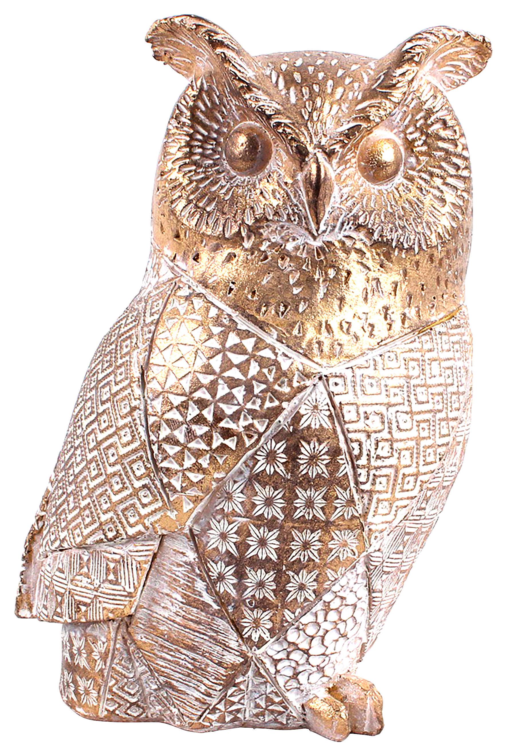 Dekor Bagoly Uhu Gold - arany, Design, műanyag (12/9,5/18cm)