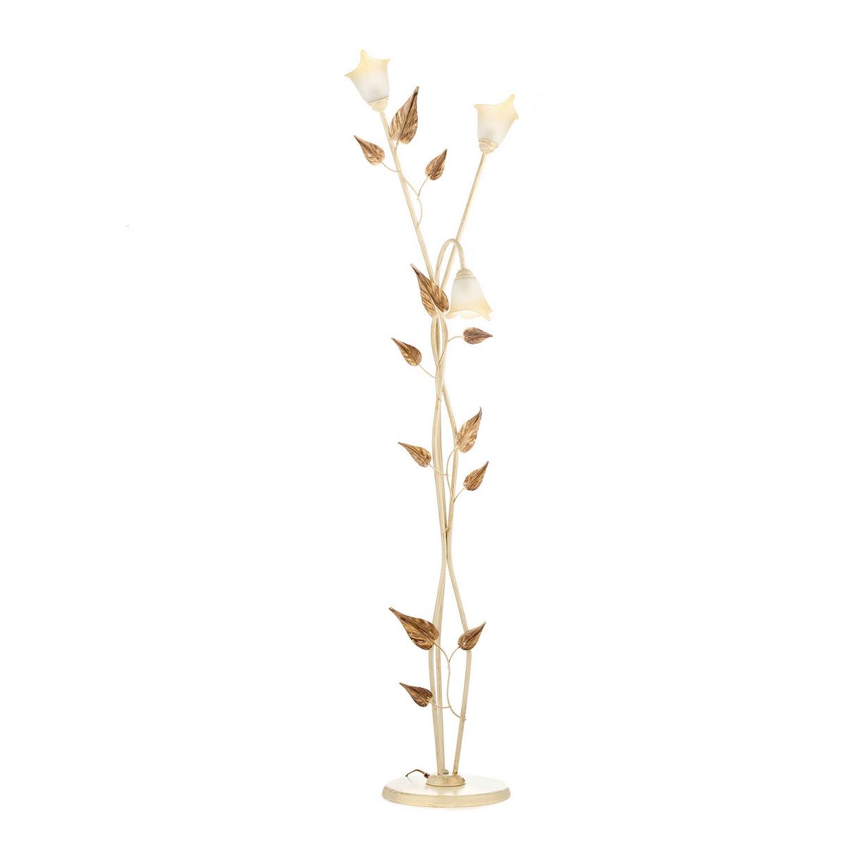 Stehleuchte Vanda Weiß/Beige max. 6 Watt - Beige/Weiß, Natur, Glas/Metall (55/55/175cm)