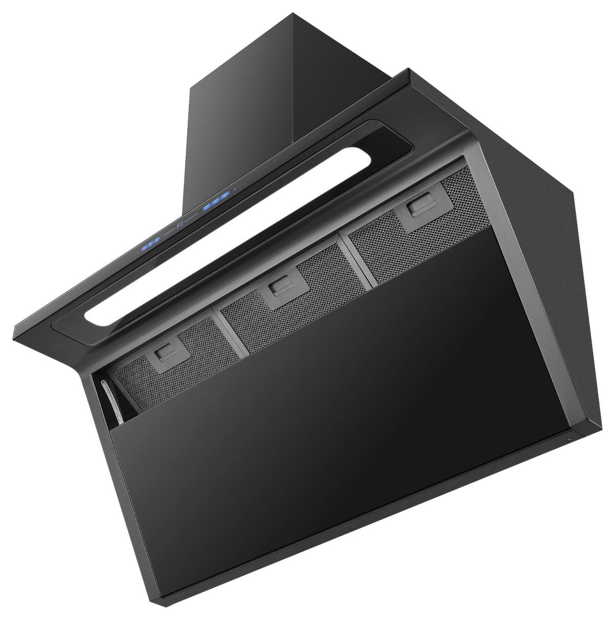 Dunstabzugshaube WS55-90 Schwarz - Schwarz, Basics, Glas/Metall (90/79,2-118,2/37cm) - PKM