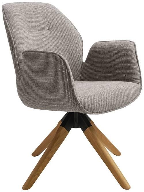 KRZESŁO Z PODŁOKIETNIKAMI SAVONA - kolor naturalny/szary, Modern, drewno/tkanina (61/84/62cm) - MID.YOU