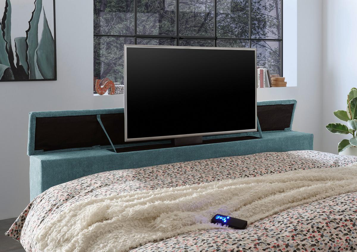 Boxspringbett Denver Petrol ca. 180x200 cm mit Topper - Petrol, KONVENTIONELL, Textil (180/200cm) - Carryhome