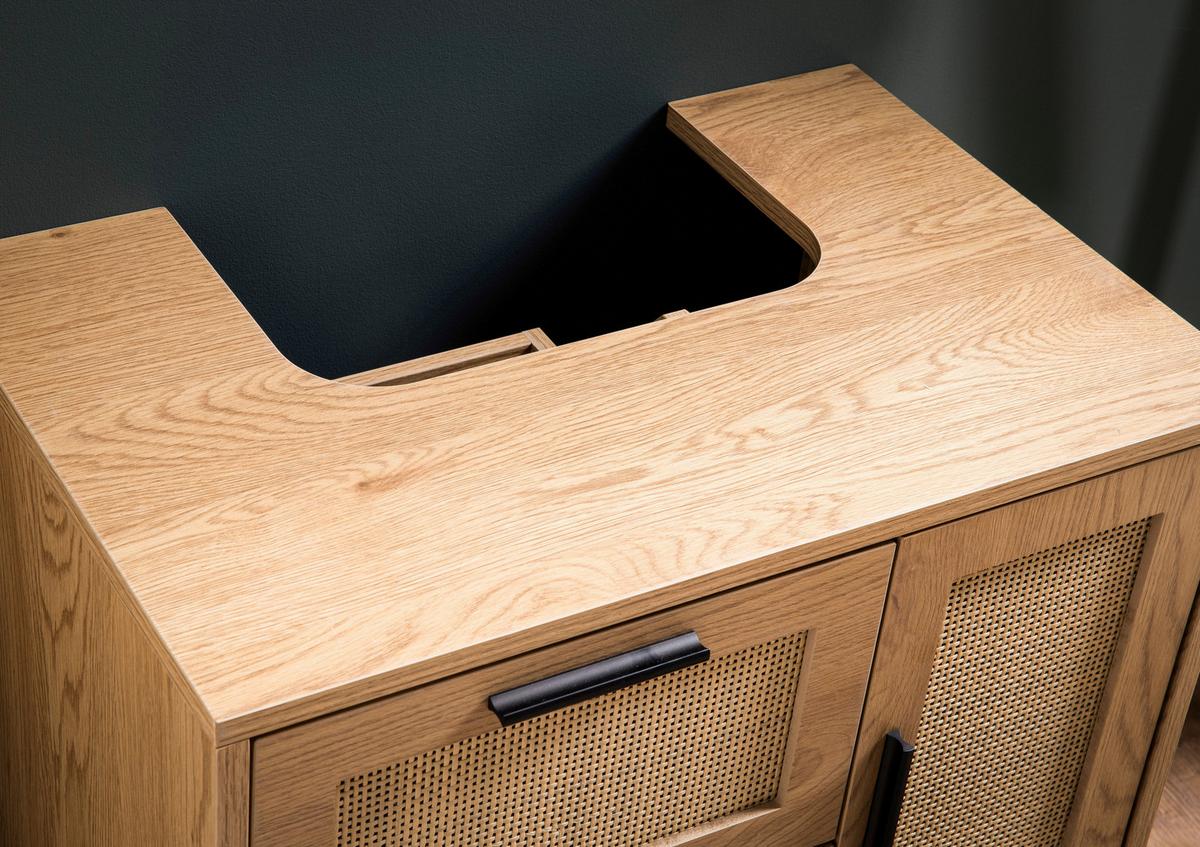 Omarica Za Pod Umivalnik Sonoma, Videz Hrasta - črna/barve hrasta, Design, kovina/leseni material (60/60/40cm) - MID.YOU