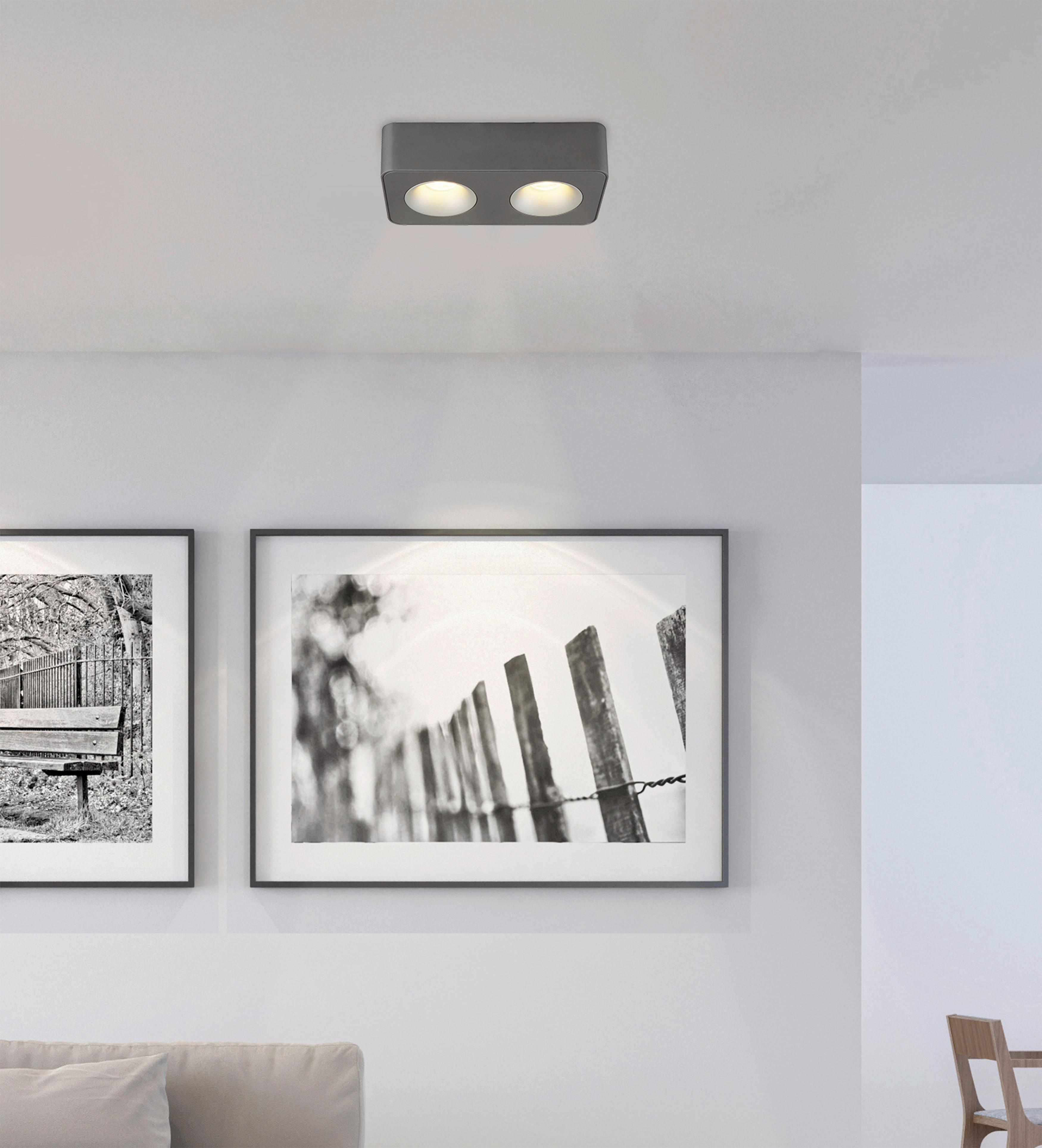 LED-STRAHLER 43100-2 - Klar/Dunkelgrau, Design, Kunststoff/Metall (22,4/11.7cm) - Globo